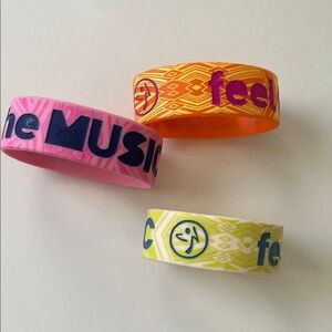 Zumba Fitness Pink, Orange, and Yellow Set of 3 Bracelets